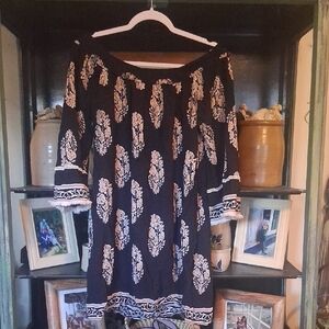 Elegant Blue and Cream Women's Dress